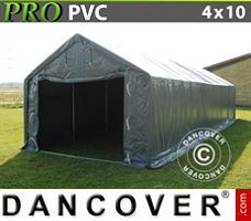 Tente 4x10x2x3,1m, PVC, Gris