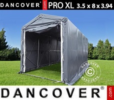 Tente 3,5x8x3,3x3,94m, PVC, Gris