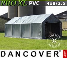 Tente 4x8x2,5x3,6m, PVC, Gris