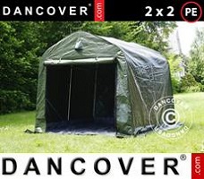 Tente 2x2x2m PE, avec couverture de sol, Vert/gris