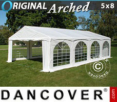 Tente de réception 5x8m PVC, Arched, Blanc