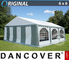 Tente de réception 6x6m PVC, Gris/Blanc