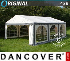 Tente de réception 4x6m PVC, Gris/Blanc