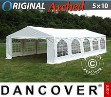 Tente de réception 5x10m PVC, Arched, Blanc