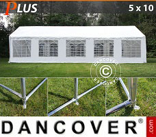 Tente de réception 5x10m PE, Blanc + Cadre de rigidification